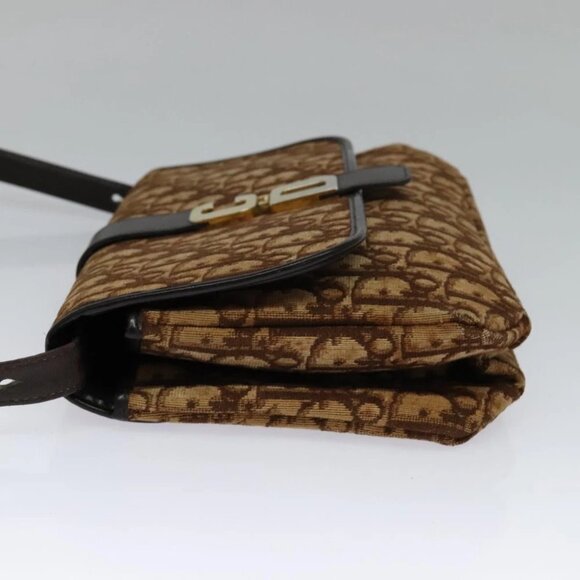Christian Dior Trotter Canvas Shoulder Bag Brown Gold Auth 118343 - Picture 15 of 16